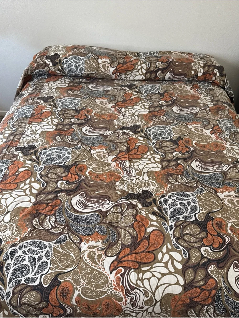 Vintage H.W. Baker Linen Co Bedspread 100x90 Double Retro MCM 70s Abstract USA